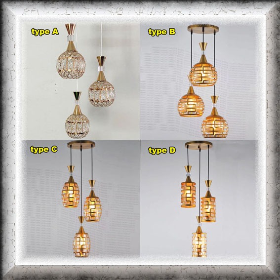 Lampu Hias Gantung susun 3 void Minimalis modern elegan lighting living dining table master bed room