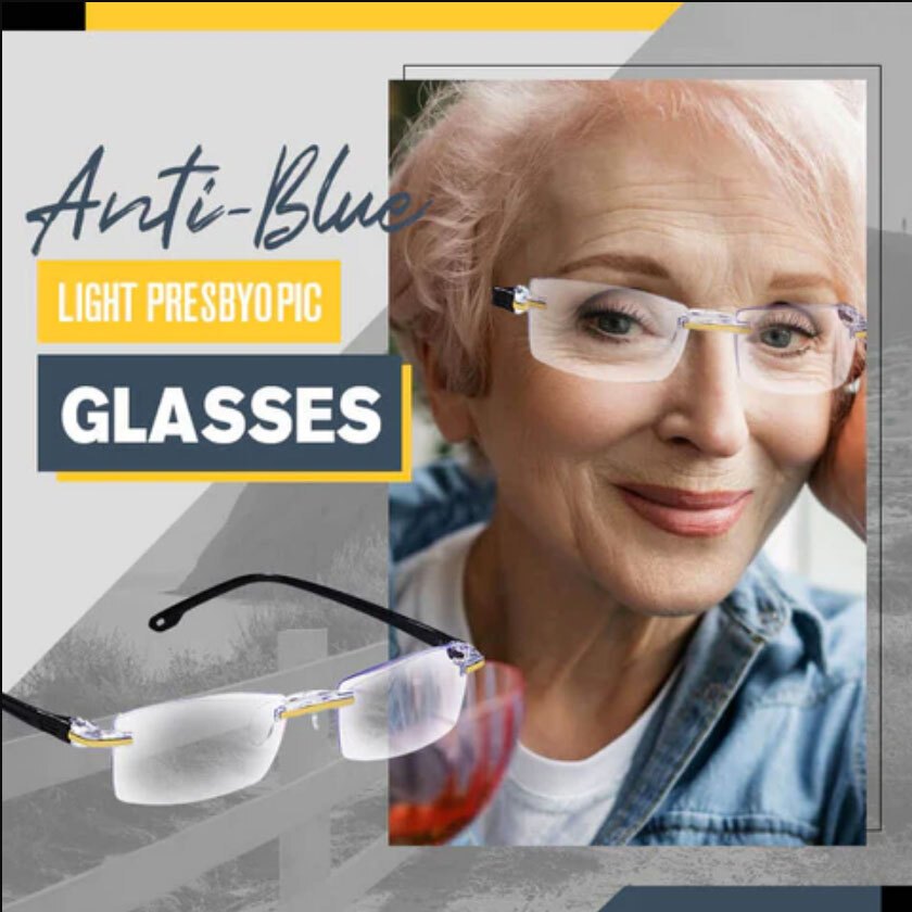 Kacamata Baca Rabun Dekat Frameless Plus 3.5 4 Anti Blue Light Eye Protection Pria Wanita Stylish Tr