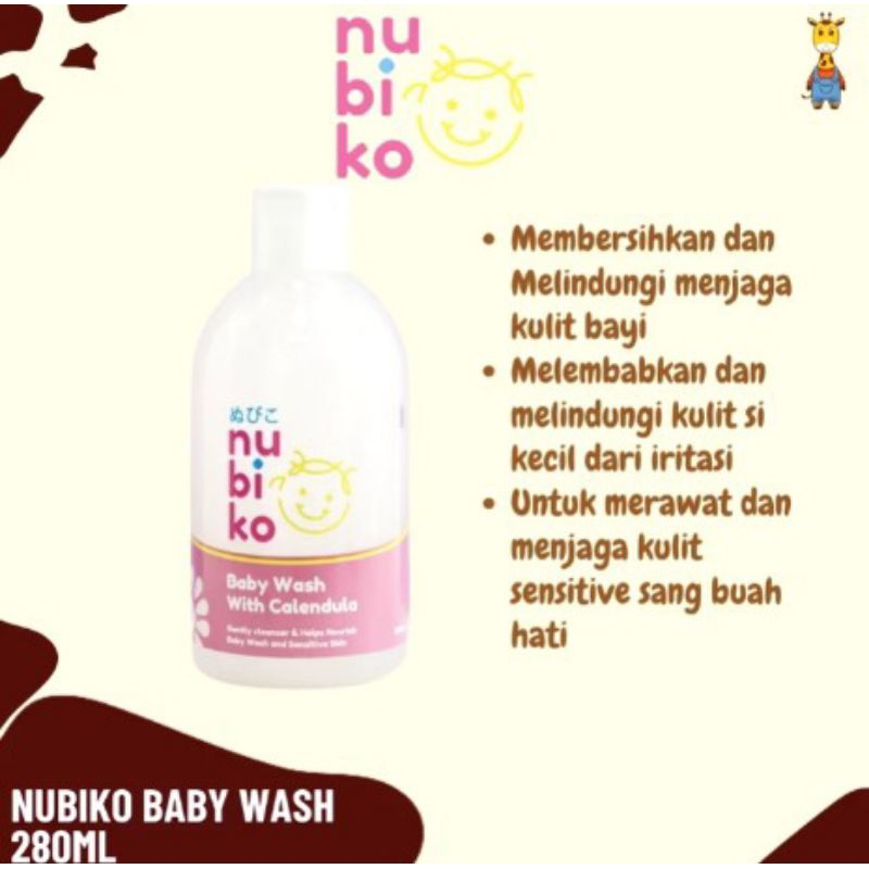 Nubiko Baby Wash 280ml - Sabun Cuci Muka Bayi dan Anak