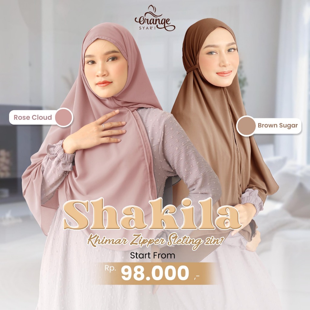 Khimar Sleting 2 Layer Shakila Hijab Model 2in1 Jumbo Syari  Cerruty Baby Doll Premium