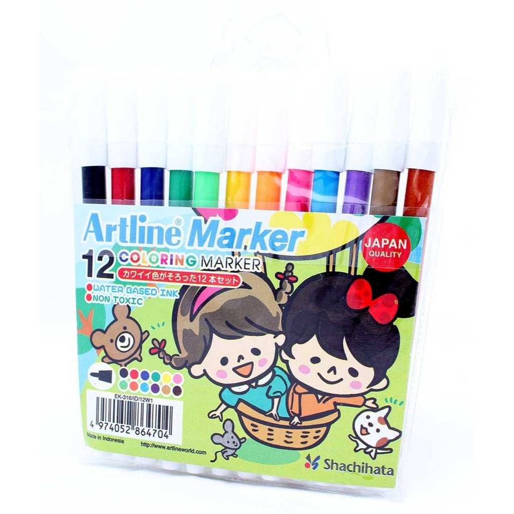 

Spidol 12 Warna Artline Marker 12 Coloring - water base non toxic