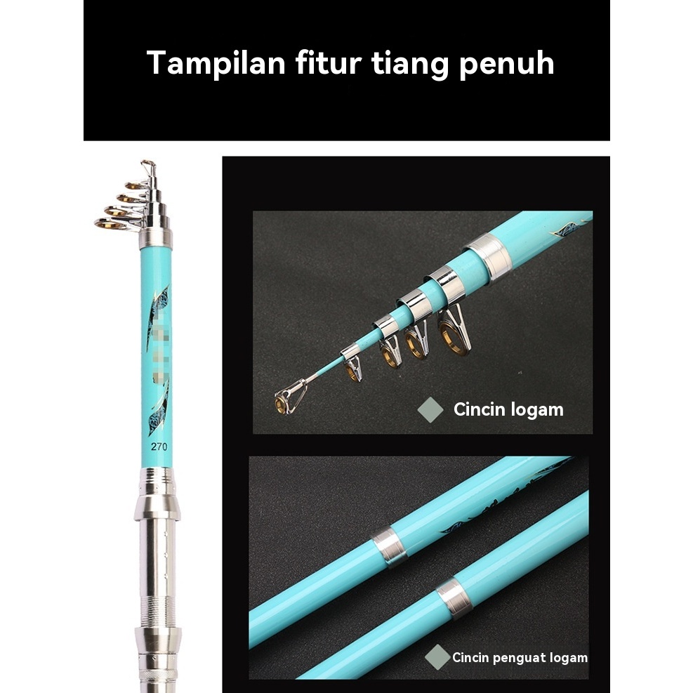 MN Joran Pancing Laut Dengan Tiang Penyangga 6 Lapisan, Joran Lempar Jauh 210CM-450CM