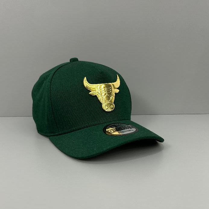 TOPI PRIA/TOPI BASEBALL BANTENG HIJAU PLAT BESI GOLD