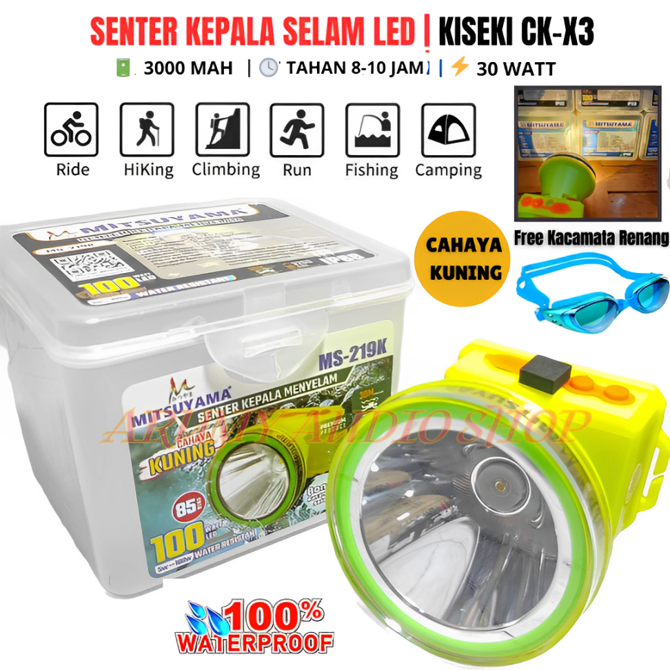 Senter Kepala Selam 30 Watt Kiseki Ck X3 Senter Diving Head Kiseki Ck-X3 | Senter Kepala Selam Kisek