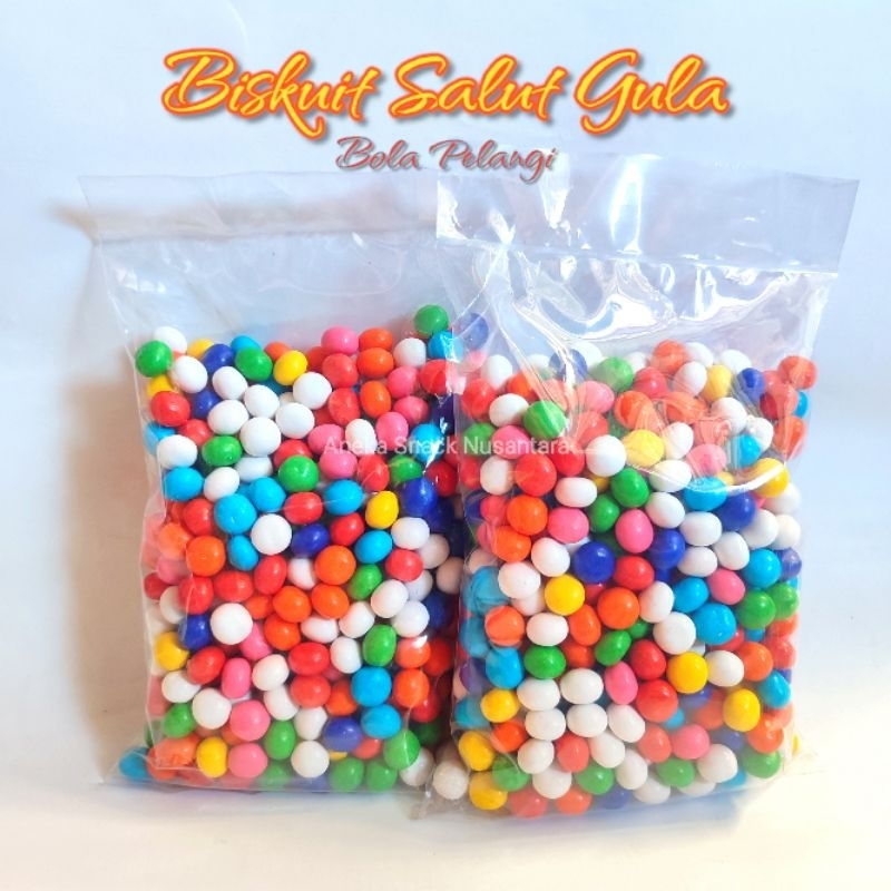 

Biskuit Salut Gula / Bola Pelangi / Biskuit Warna - Warni 250 gram