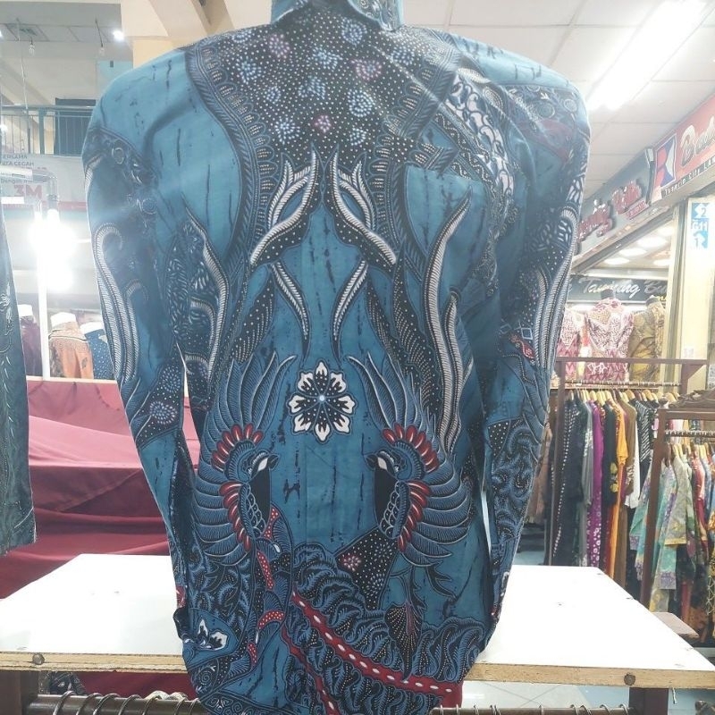kemeja batik lapis furing Biru Denim