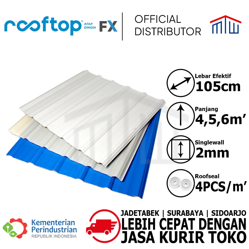 Atap Plastik Single Wall ROOFTOP FX uPVC Atap/Kanopi Lurus & Melengkung