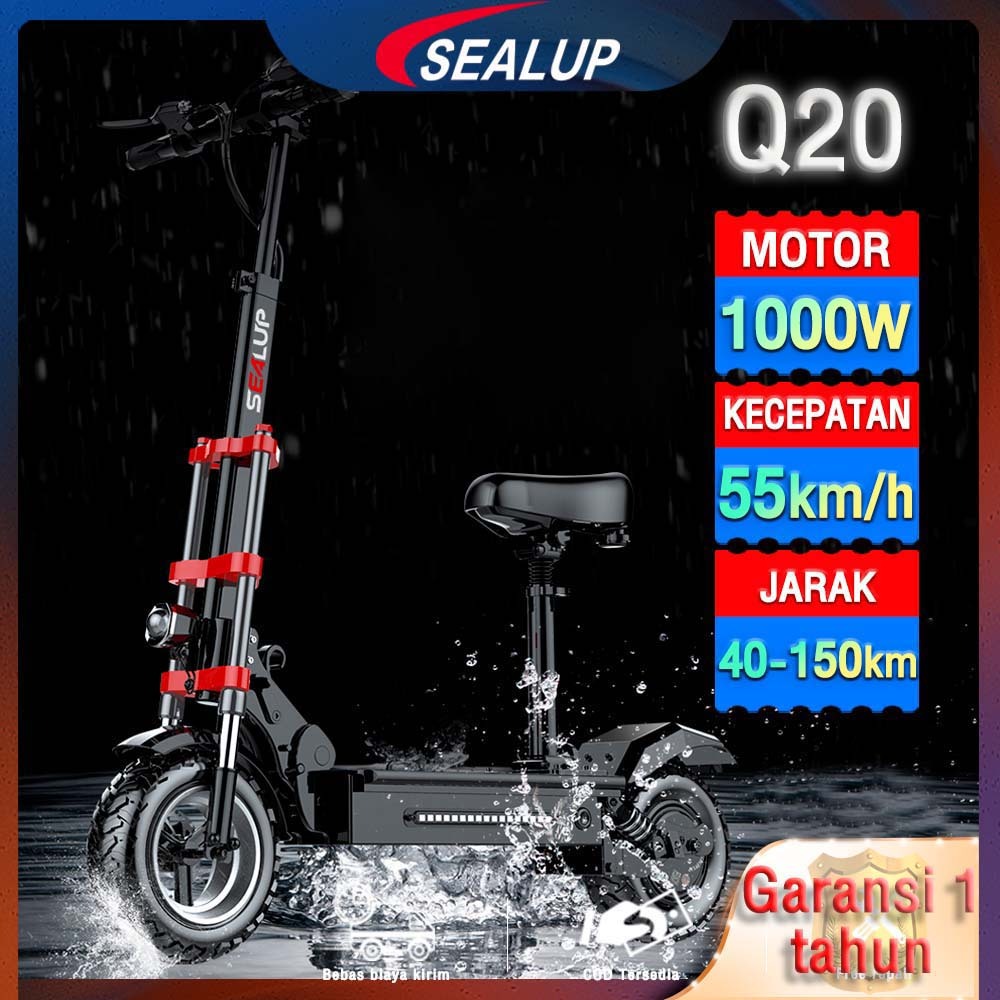 Garansi 1 tahun Electric Scooters Dewasa SEALUP Q20 off-road Skuter listrik lipat 1000W 500W 12 inch