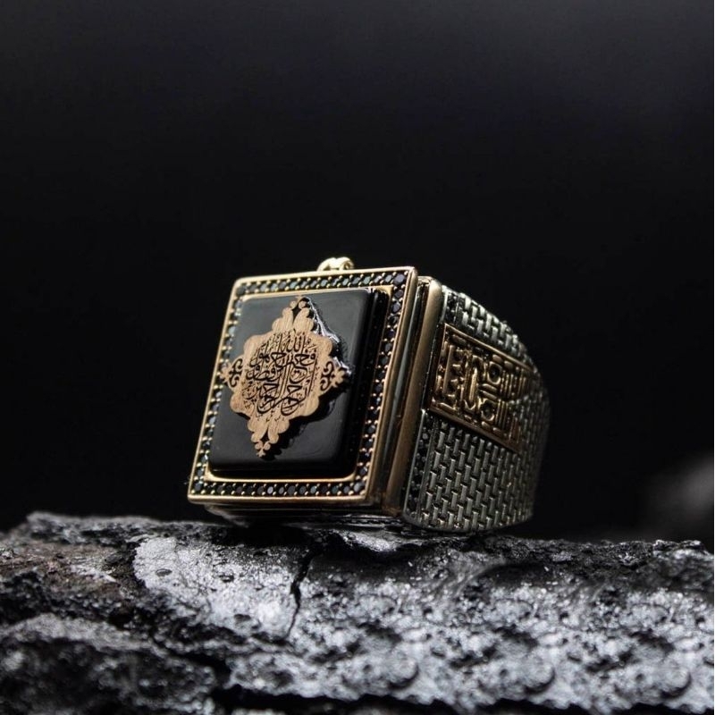 Cincin Perak Turki Model Hajar Aswad / Cincin Silver 925 Asli Turki