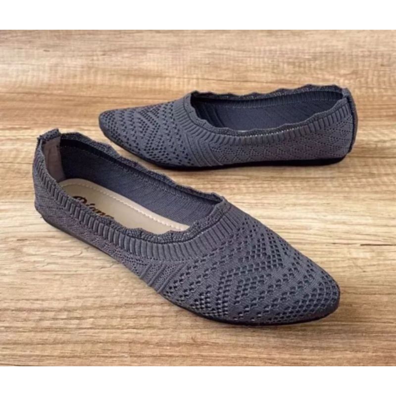 sepatu balet wanita rajut import korea /flatshoes rajut import korea