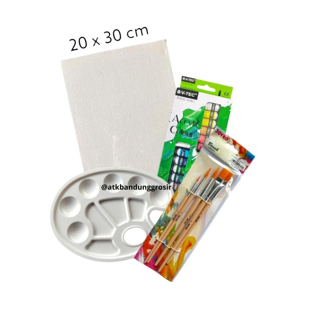 

Baru Spesial Paket Melukis Lengkap Set 4 in 1 Set Kanvas 2x3 Kuas Palet dan Cat Acrylic Set