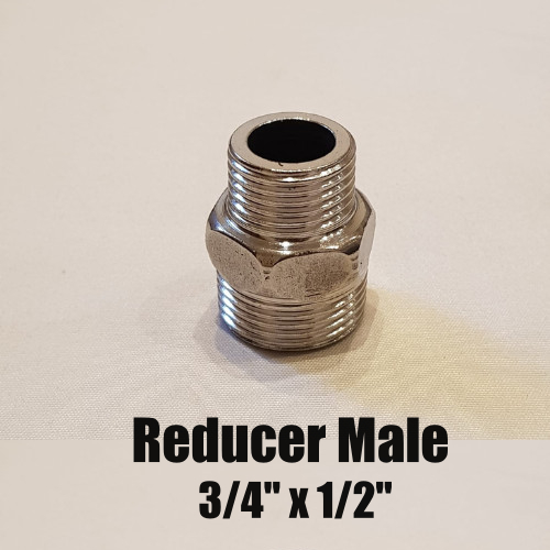 sambungan sock pipa reducer drat luar 3/4 inch ke 1/2 inch double drat male stainless