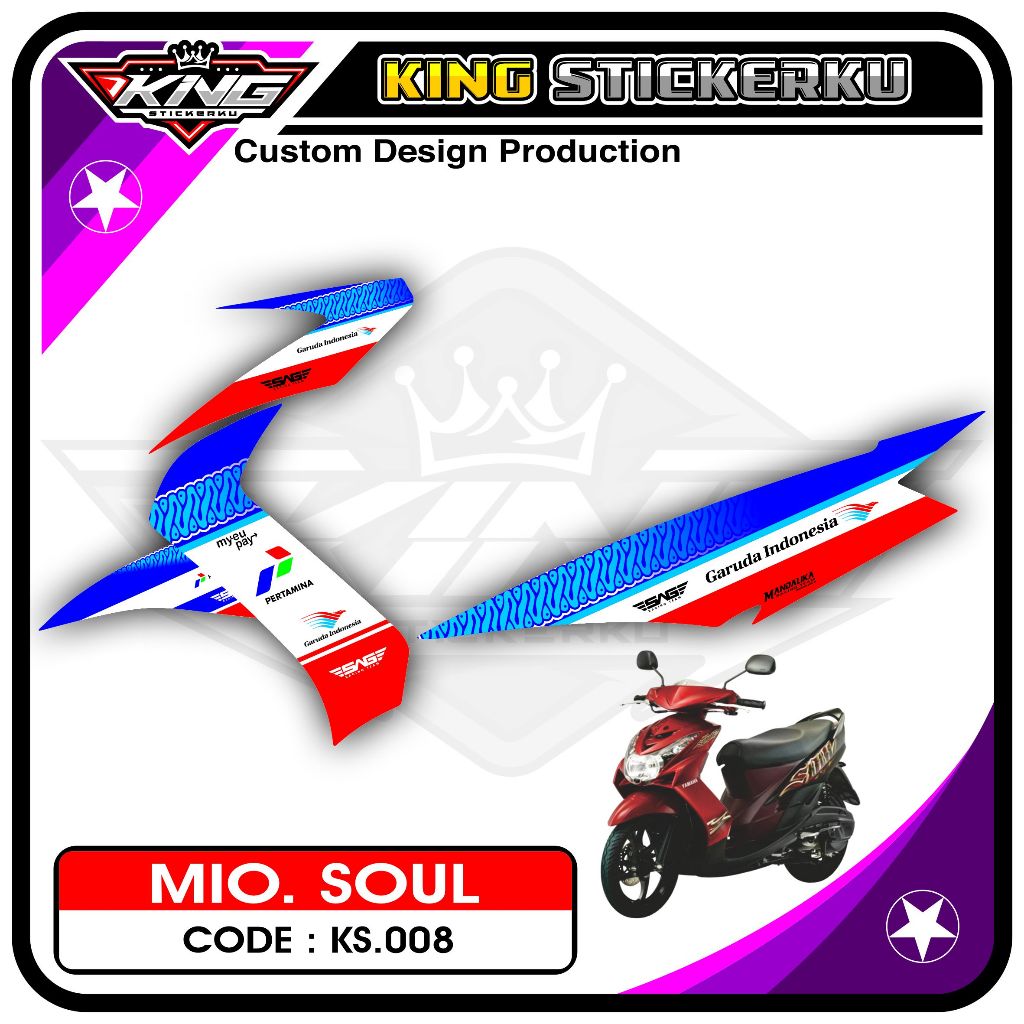 Stiker Mio Soul Karbu / Lama - Decal Sticker Striping Standar Mio Soul Karbu Motif Mandalika KS.08