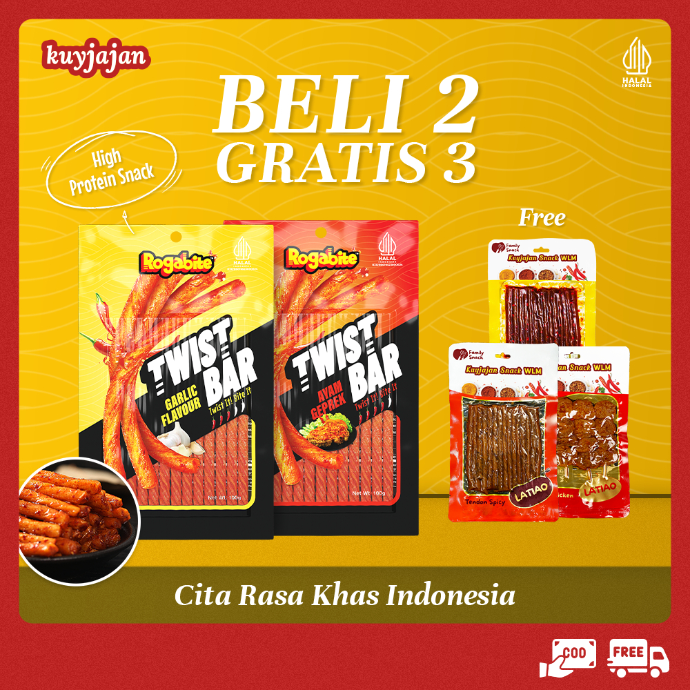 

KuyJajan - [HALAL] BELI 2 GRATIS 3 | Twist Bar Free Latiao Gluten Snack | Makanan Ringan Tinggi Protein