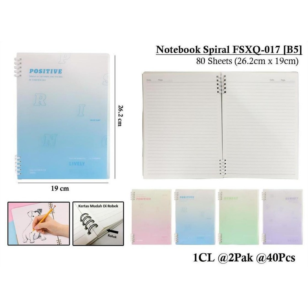 

WENGU NOTEBOOK SPIRAL RING NICE DAY ORIGINAL - BUKU CATATAN SPIRAL 80 LEMBAR Fsxq-017-B5
