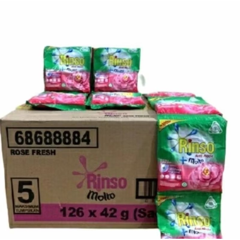 Rinso Molto Sachet Bubuk 1 Dus isi 126 Sachet 40 Gr