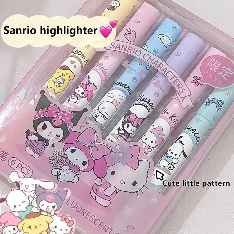 

Stabilo Sanrio highlighter Sanrio stabilo warna pastel 1 set isi 6 pcs.