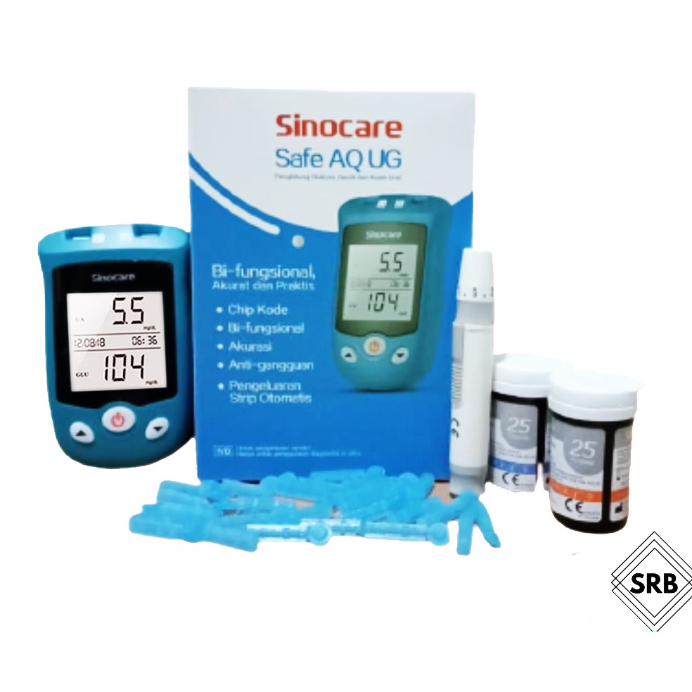Murah Premium SINOCARE Safe AQUGAccu 2Accu Alat Tes Gula Darah 25 Strip Alat ukur Gula Darah Alat Ce