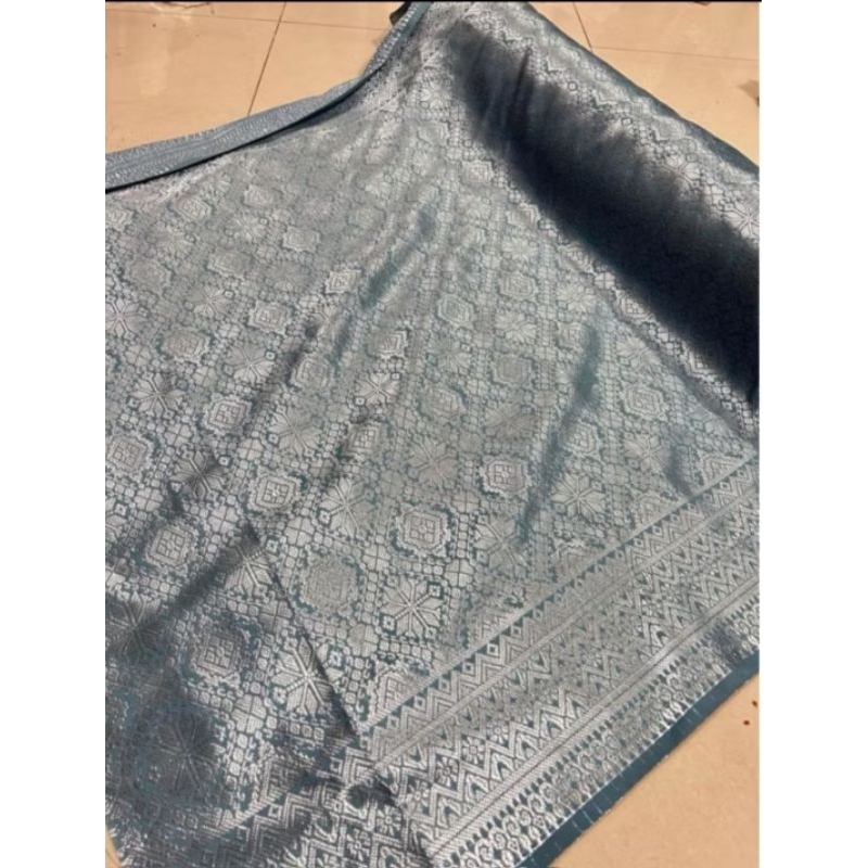 kain songket/bahan songket warna denim 2Meter