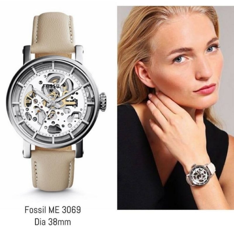 JAM TANGAN WANITA FS ME3069 AUTOMATIC STAINLESS STELL LEATHER STRAP 38MM COCOK UNTUK PEMAKAIAN PRIBA