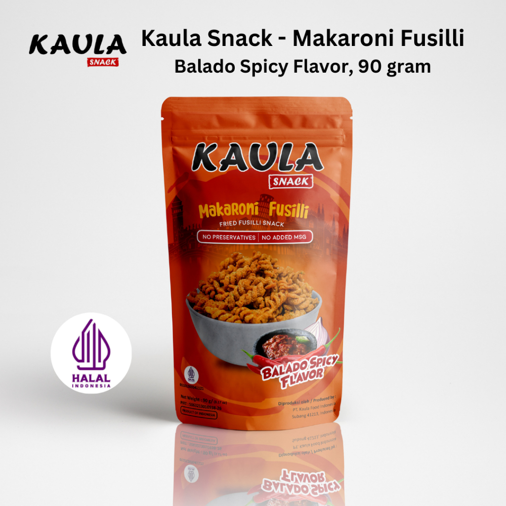 

Kaula Snack Makaroni Fusilli Balado Spicy, 90 gram