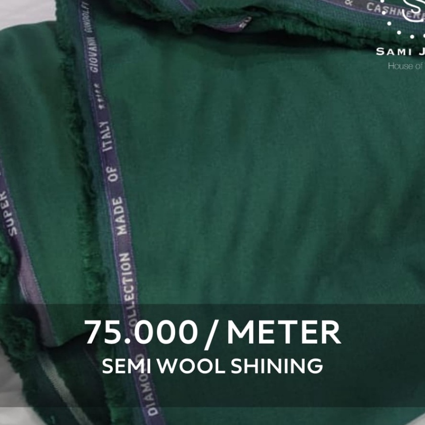 KF7 Kain Bahan Jas  Celana Wedding Semi Wool Shng warna HIJAU BOTOL
