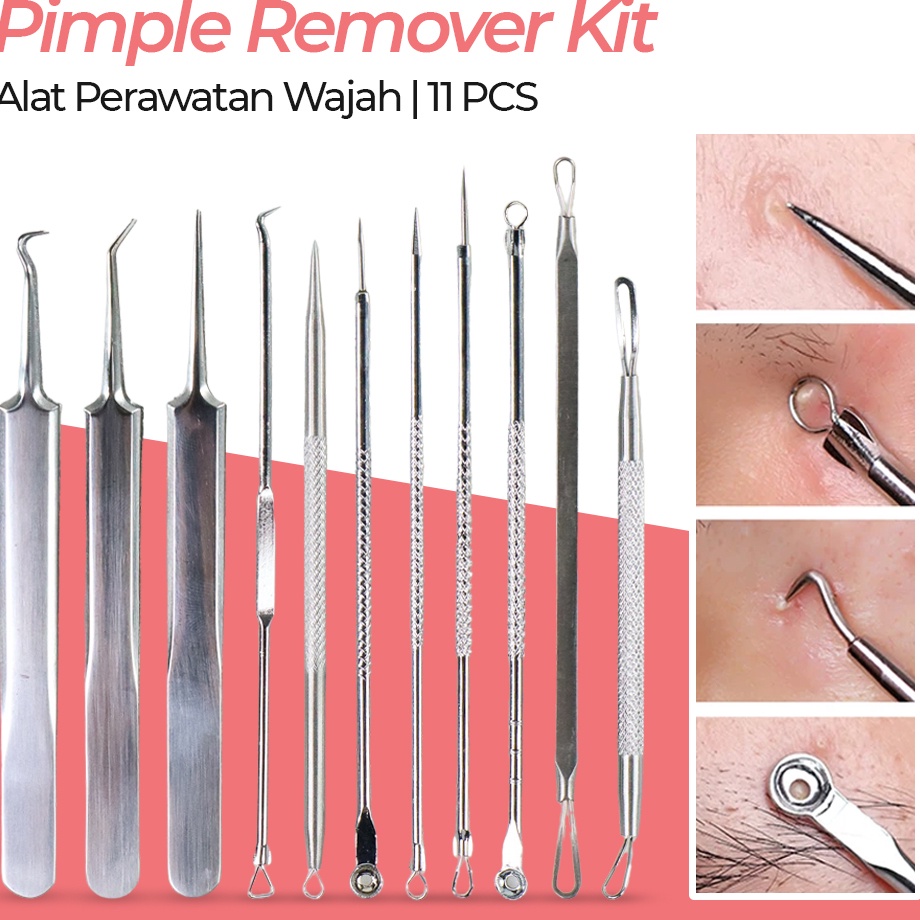 Obral Harga  Alat Perawatan Wajah Pinset Pembersih Jerawat Komedo 11 Pcs