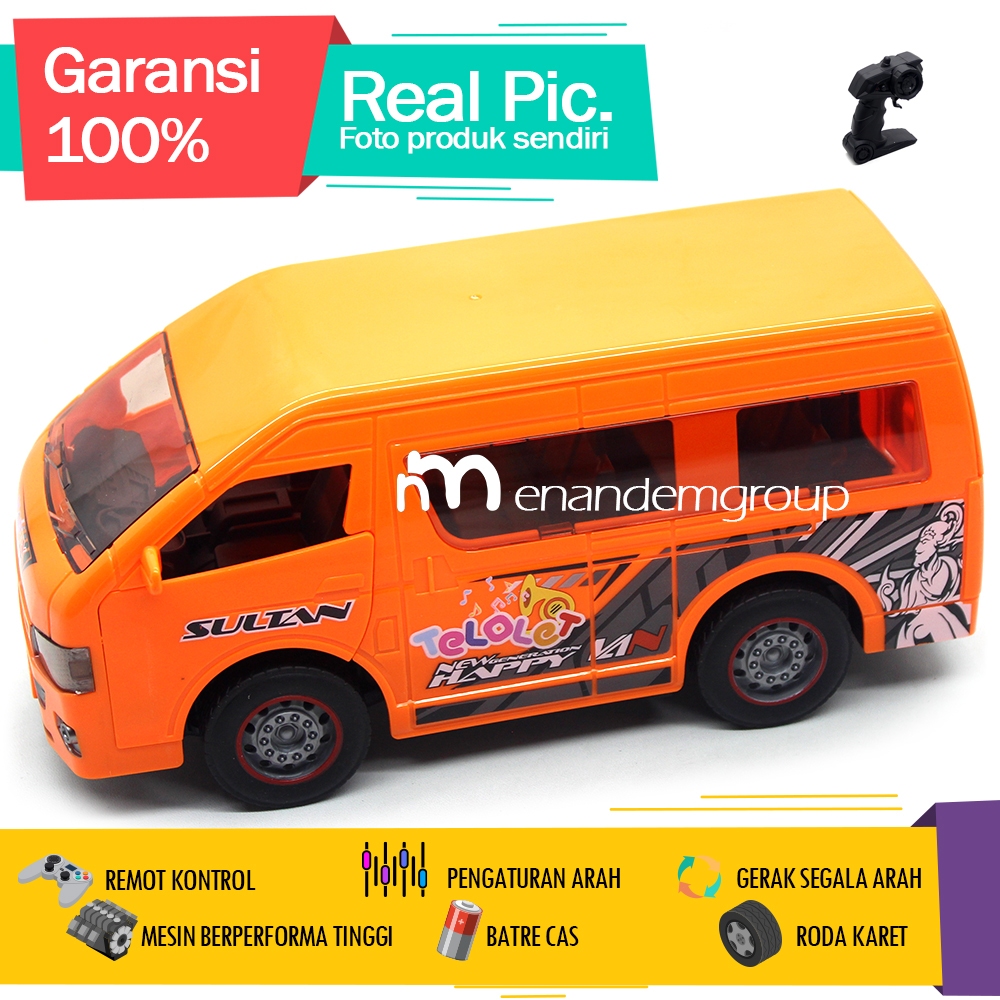 Mainan Mobil Remot Kontrol RC Van Travel Telolet Toyota Hiace Buka Pintu Asep