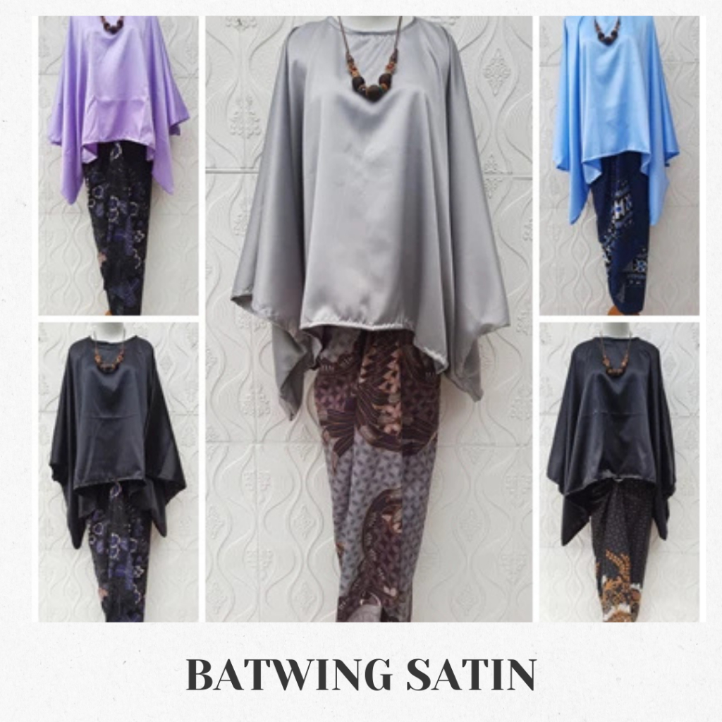 promo BETWING Satin Atasan Kebaya Wisuda Kondangan Motif Model Kelelawar Kebaya Modern Batwing  Jumb