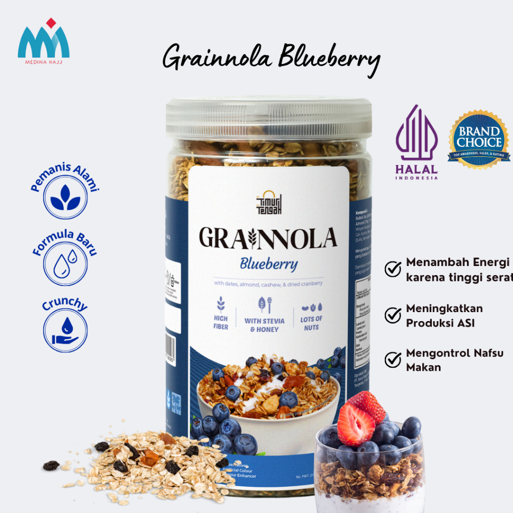 

Granola Grainnola Blue Berry Timur Tengah Sereal Makanan Sehat Premium Quality