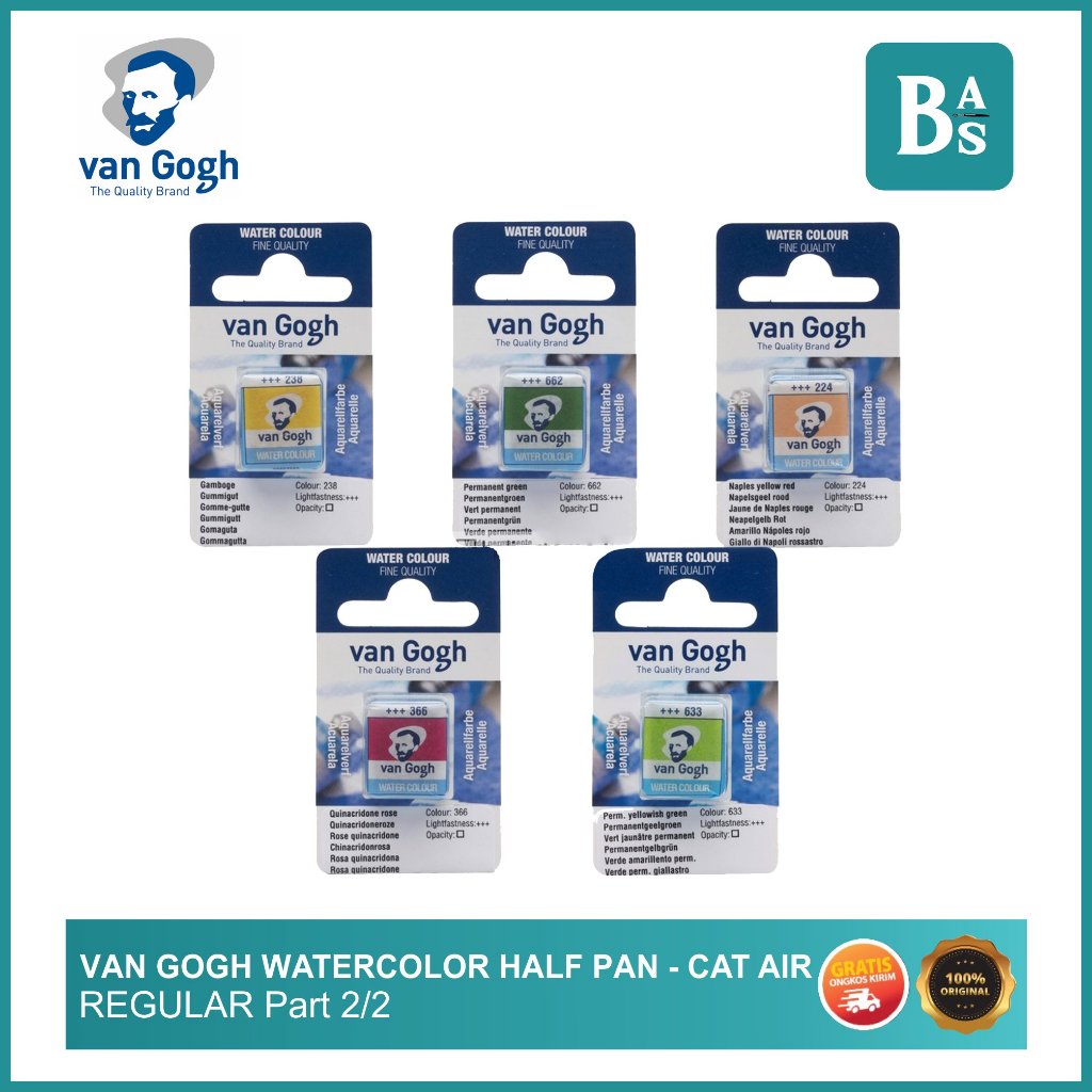 

Van Gogh Watercolor Half Pan - Regular (2/2) | Cat Air | Cat Lukis | Water Color | Half Pan | Peralatan Menggambar dan Melukis Terlengkap dari Bali Art Supplies