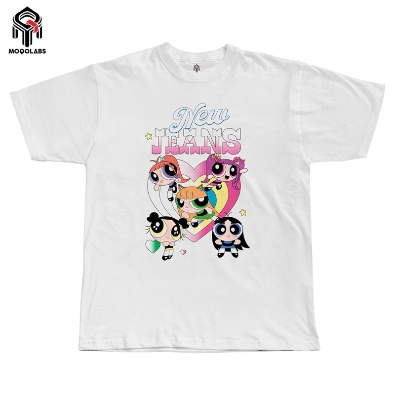 Moqolabs Kaos Distro Korea New Jeans Power Puff Girl Katun Combed 24s Unisex Pria Wanita