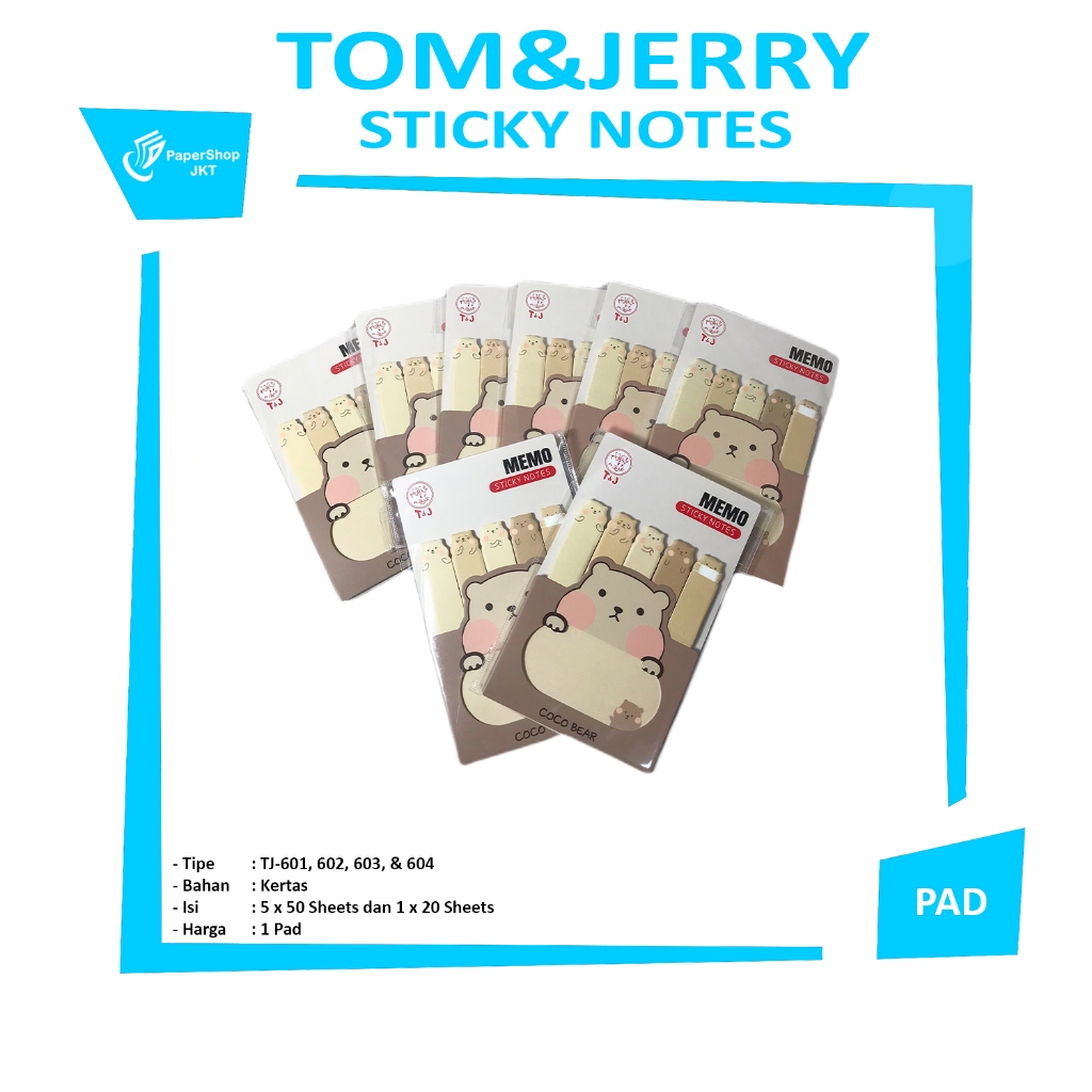 

TOM & JERRY - Memo Sticky Notes Animals TJ-601-602-603-604 - PAD