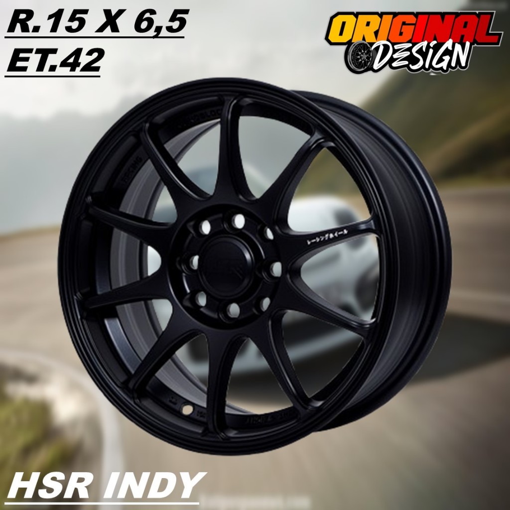 Velg Mobil Ring 15 HSR INDY BOROKO 05 R15 Lebar 6,5 Lobang 4 HITAM