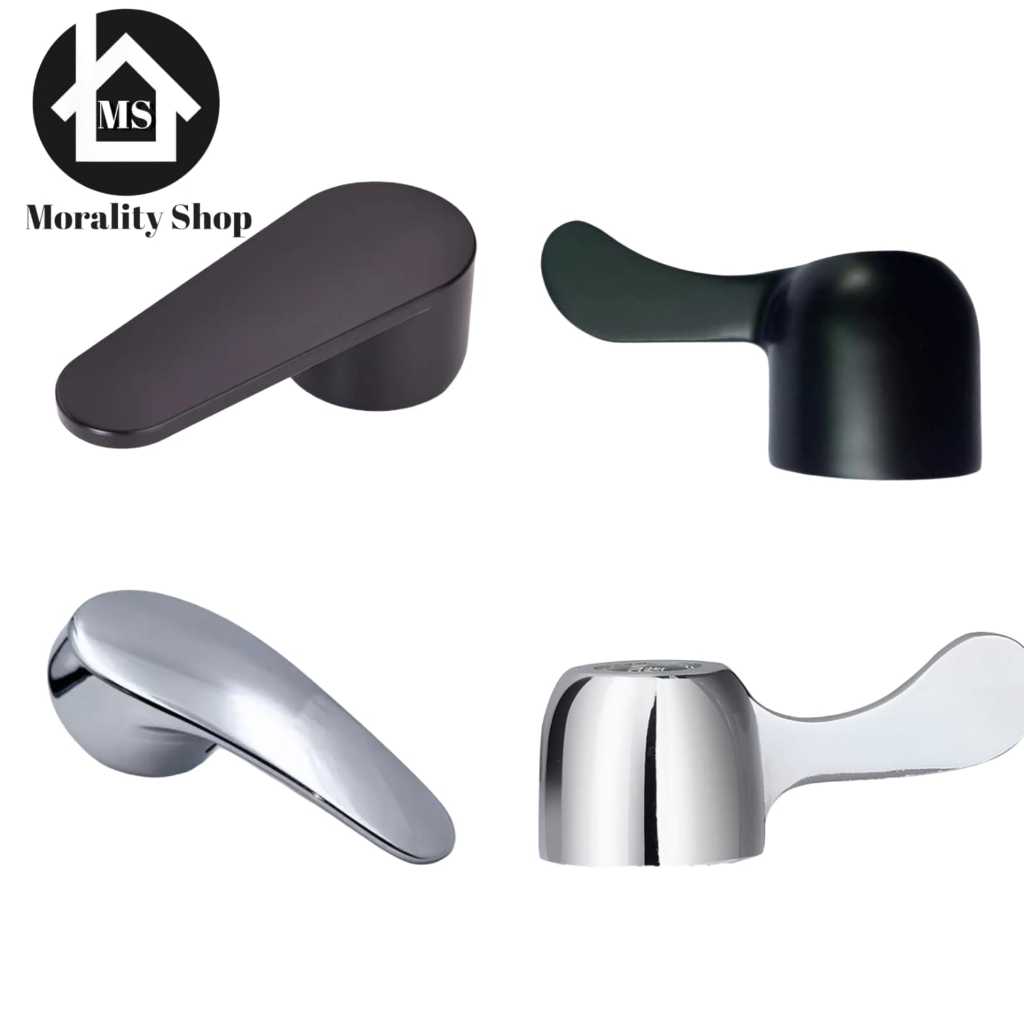 handle stop kran tanam mixer panas dingin / gagang kran air tembok bahan plastik JP hitam dan krom