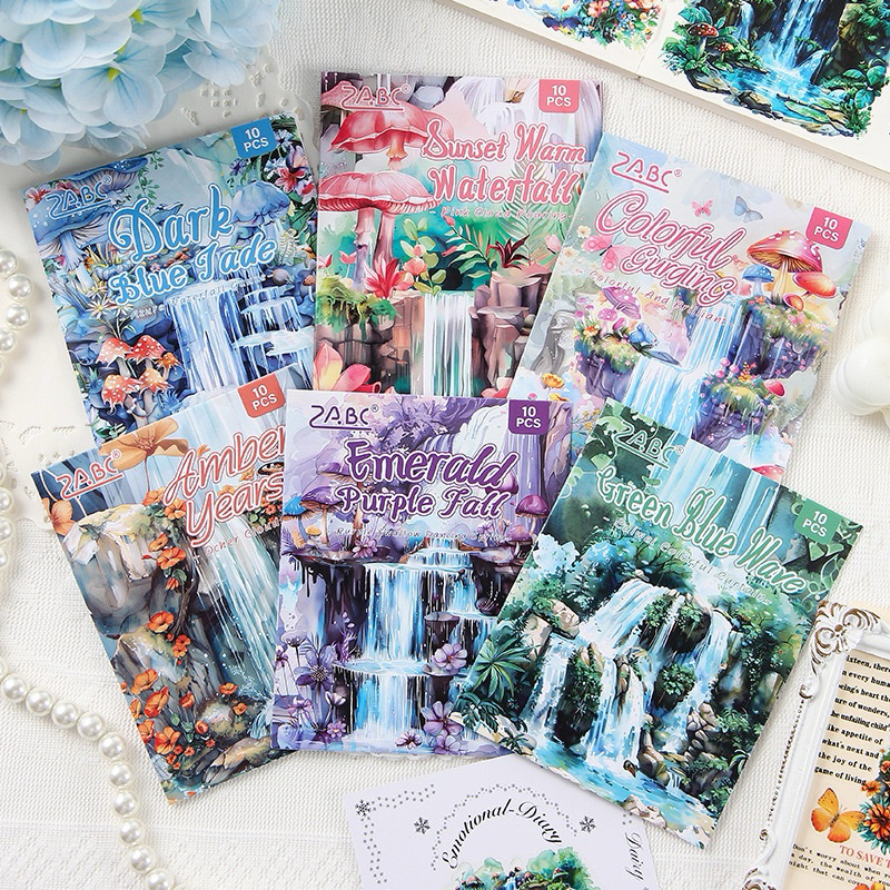 

(2BA) sticker washi motif air terjun hutan forest jungle waterfall journaling