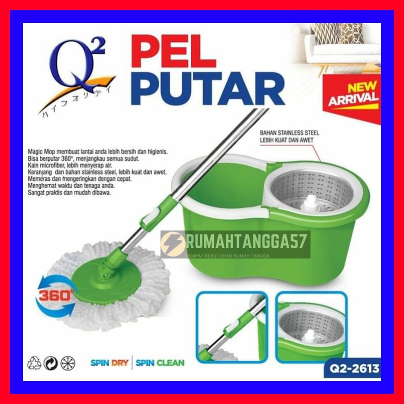 ALAT PEL Q2-2613 / MAGIC MOP Q2 2613 / ALAT PEL PRAKTIS SPIN MOP / ALAT PEL LANTAI STAINLESS SUPER M