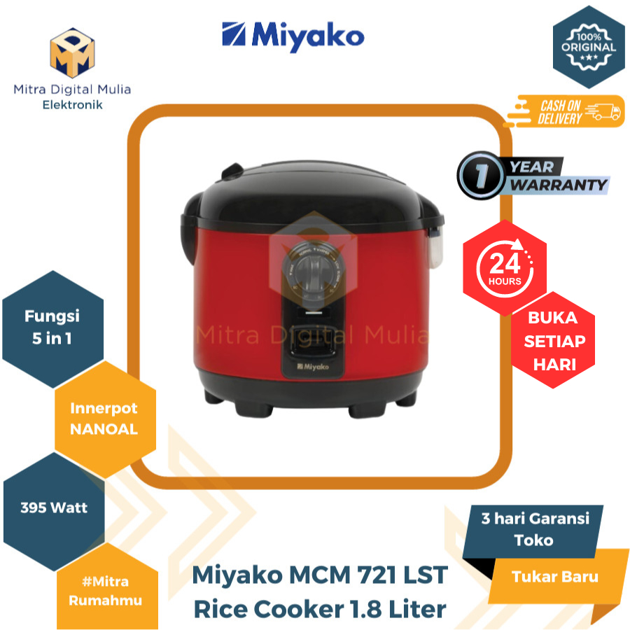 Miyako MCM721LST Magic Com Penanak Nasi Low Sugar 1.8 Liter Panci Nanoal Anti Lengket 10x Lebih Taha
