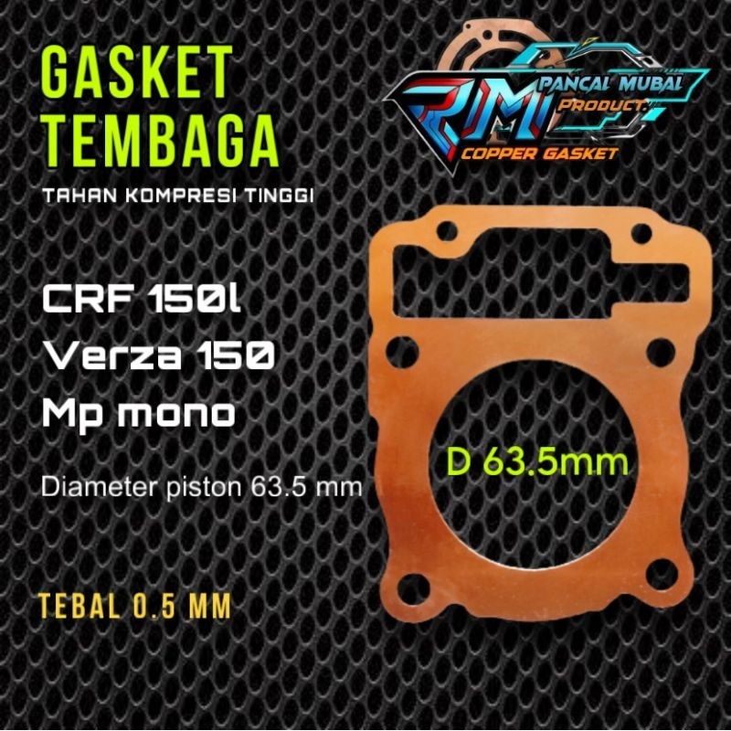 PACKING TEMBAGA GASKET SILINDER CRF150 L BORE UP 63.5 MM PERPAK TEMBAGA CRF150 L MEGAPRO MONO BORE U