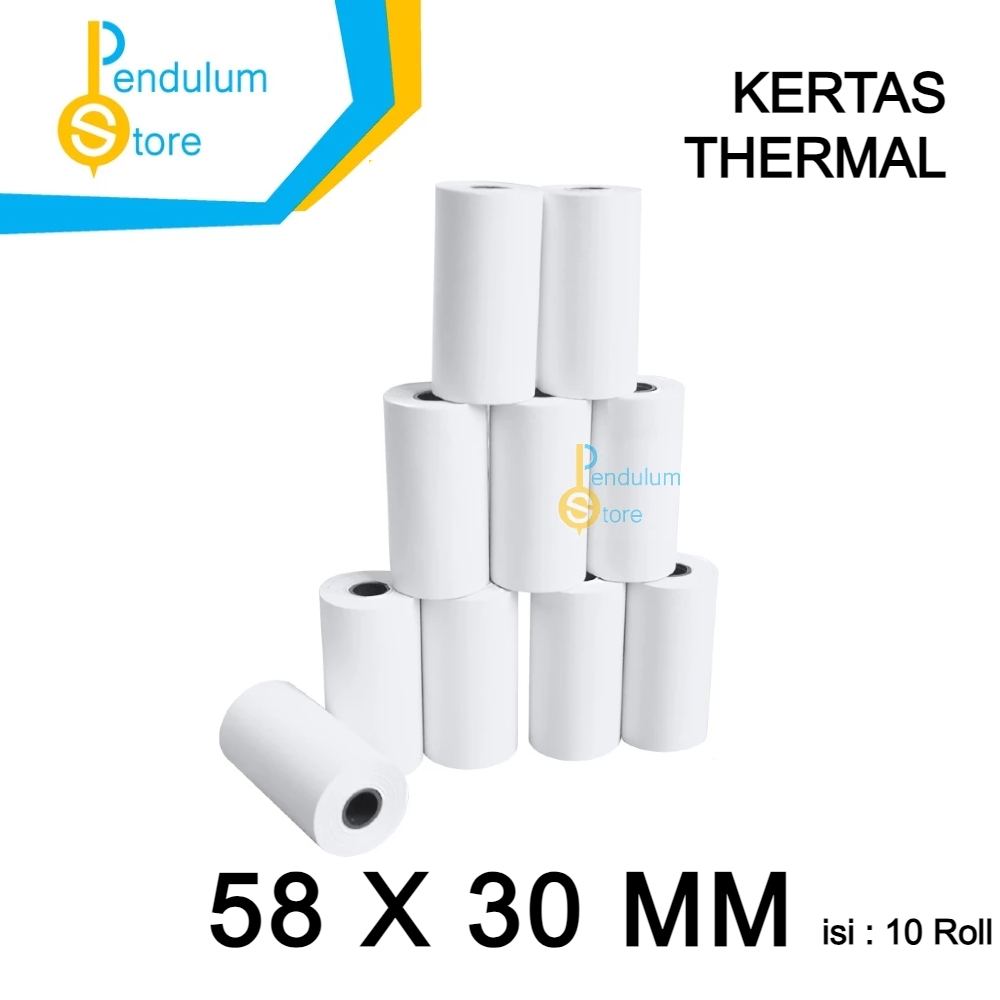 

Pack Kertas Thermal 58x30mm isi 10 Roll / 10 Buah Thermal Paper Struk Receipt ukuran 58 X 30 MM