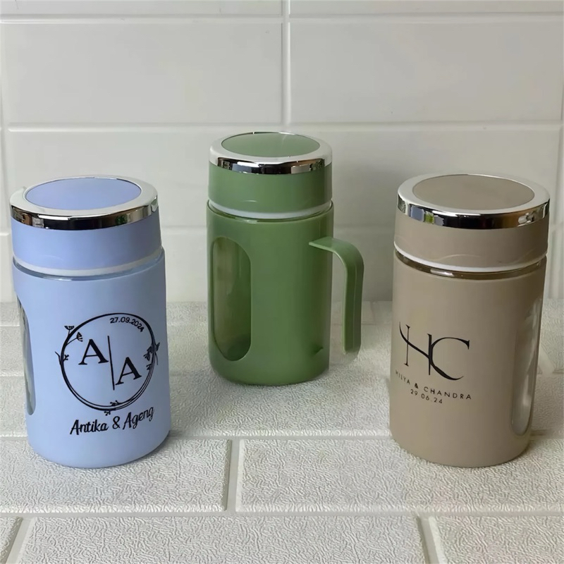 Sablon Gelas Gagang Kaca/ Gelas Shell 500 ML Warna Gelap / Warna Terang