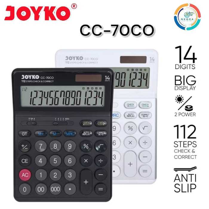 

Joyko Calculator Kalkulator 14 Digits CC-70CO Check & Correct
