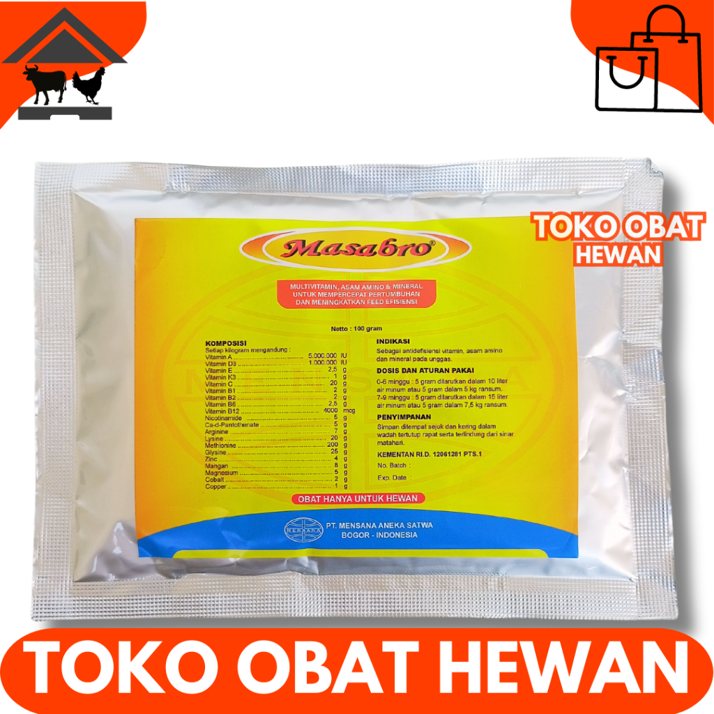 MASABRO 100 GRAM MENSANA - Vitamin Ayam Broiler Penggemuk Penambah Bobot Berat Ayam Broiler Pedaging