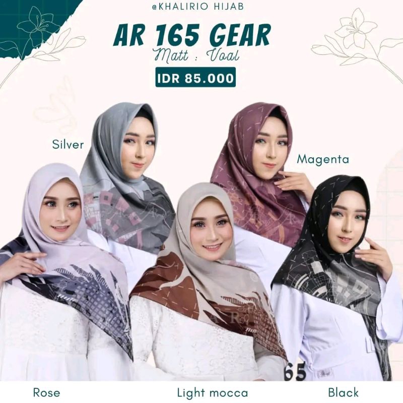 Hijab segi4 Ar 165 motif gear by hijab arrafi ori