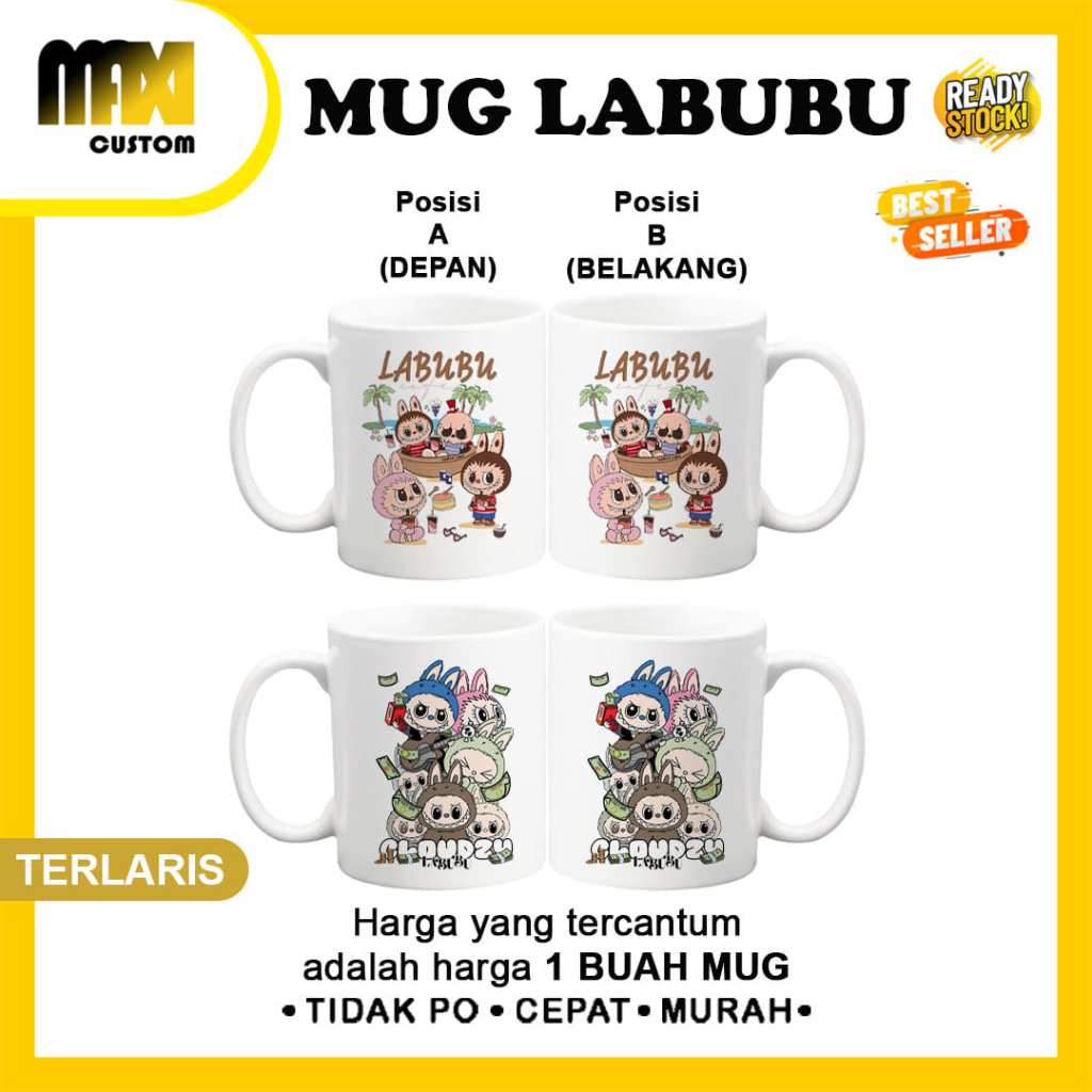 MUG LABUBU /  GELAS LABUBU / MUG CUSTOM / GELAS CUSTOM