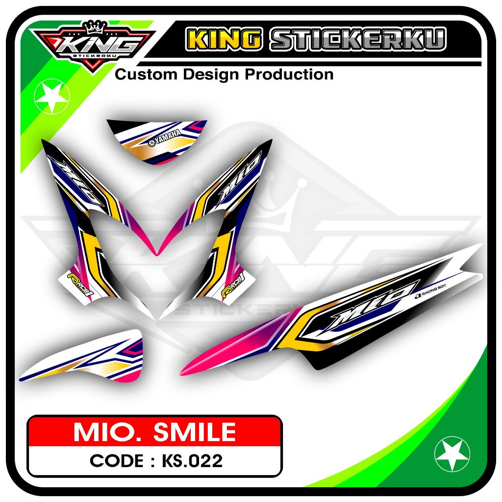 Stiker Mio Smile / Mio Sporty - Decal Sticker Striping Standar Mio Smile Motif Racing KS.22