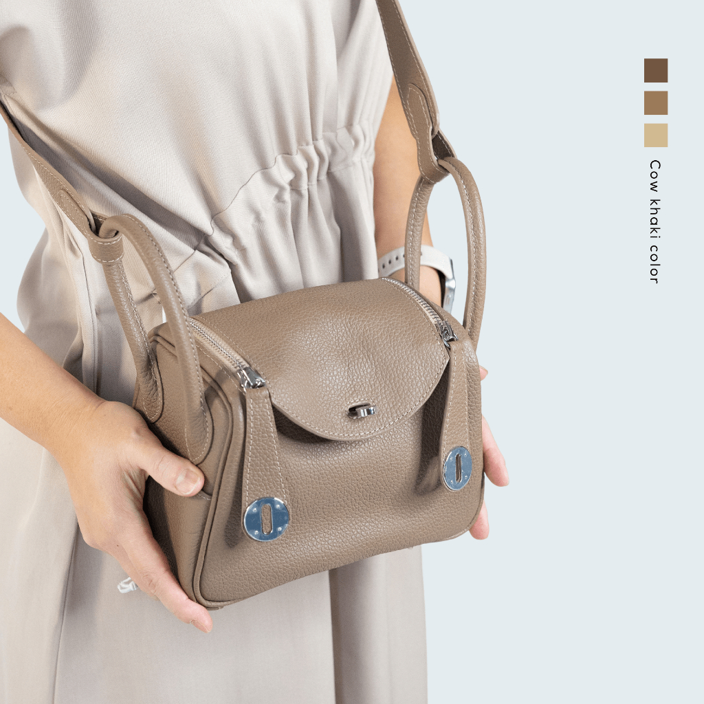 DCLUTCH Woman leather bag khaki color - Handbag genuine cow leather, Custom woman bag genuine leathe