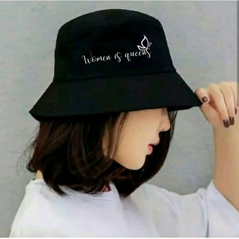 Topi Bucket Hat Wanita Topi Bulat Style Korea Outdoor