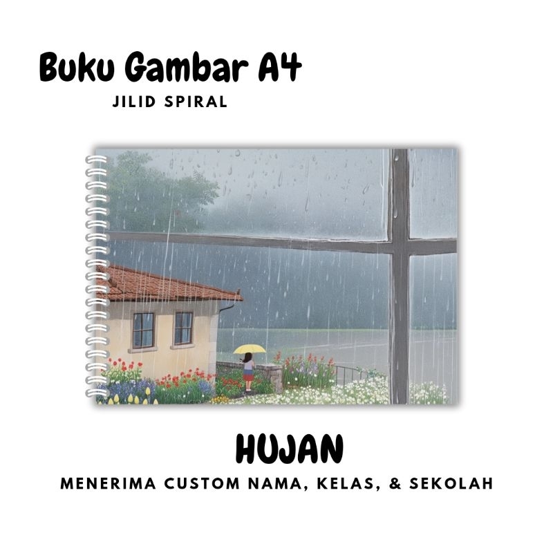 

HUJAN Drawing Book / Buku Gambar A4 Custom Nama