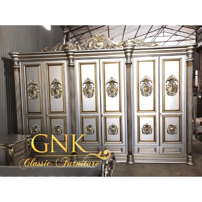set kamar mewah klasik ukiran / tempat tidur klasik full ukir / lemari pakaian pintu 6 mewah